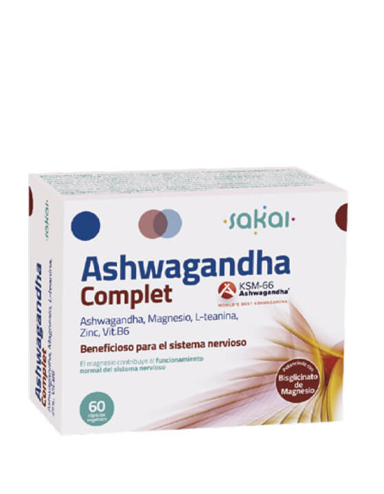 Ashwagandha Complet 60 cápsulas vegetales, con Ashwagandha KSM-66®, Magnesio, L-teanina, Zinc y Vitamina B6 – SAKAI - Imagen 2